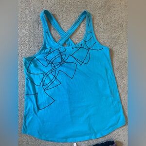 Under armour small geometrical logo blue black tank top athletic